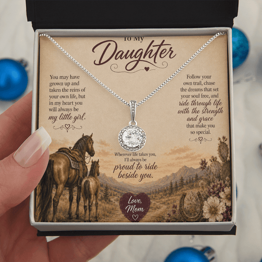 To My Daughter Horse Necklace – “Always Proud to Ride Beside You” Gift from Mom