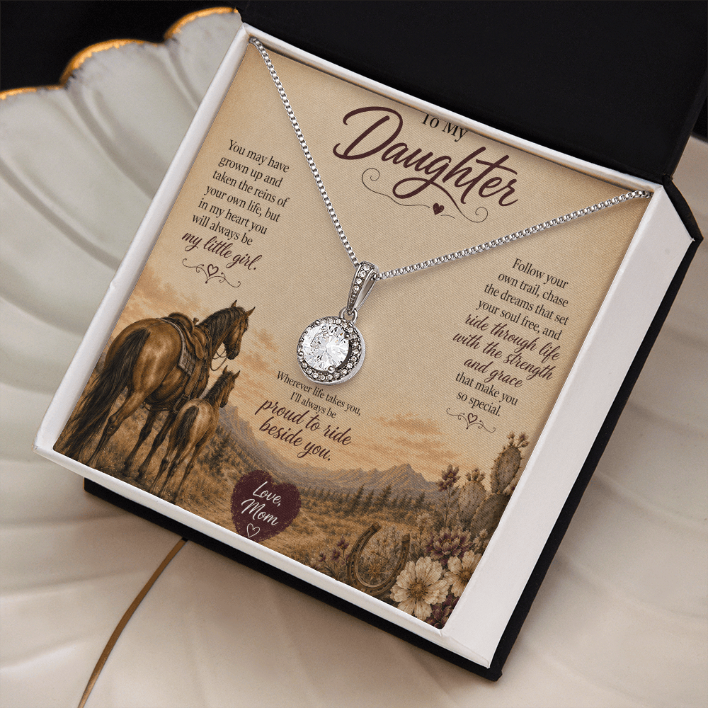 To My Daughter Horse Necklace – “Always Proud to Ride Beside You” Gift from Mom