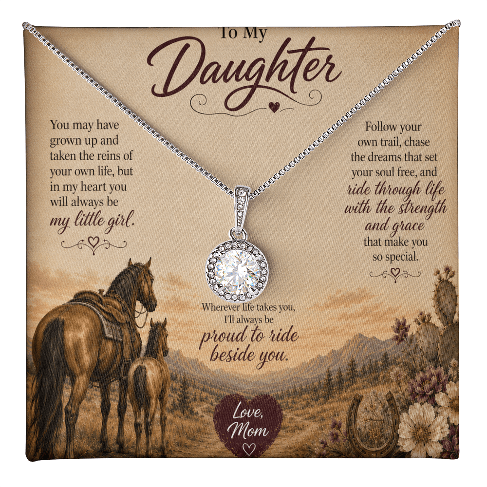 To My Daughter Horse Necklace – “Always Proud to Ride Beside You” Gift from Mom