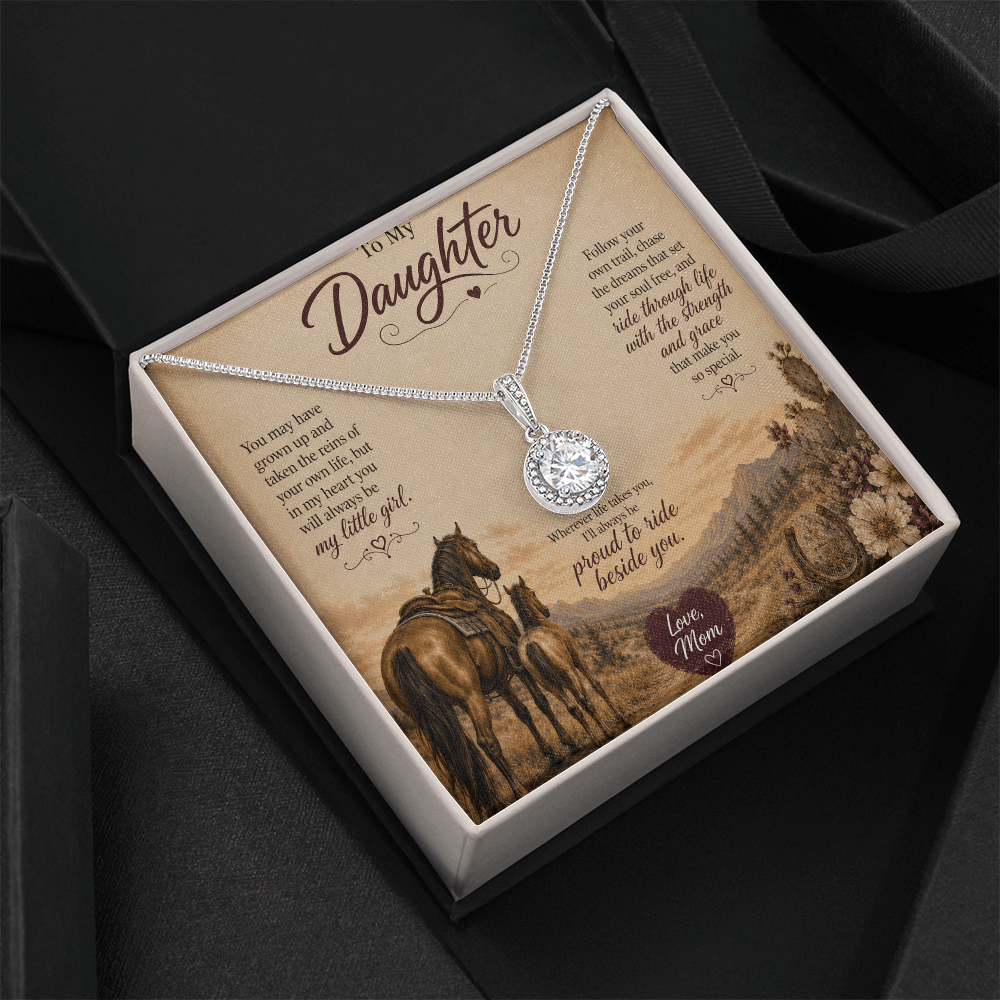 To My Daughter Horse Necklace – “Always Proud to Ride Beside You” Gift from Mom