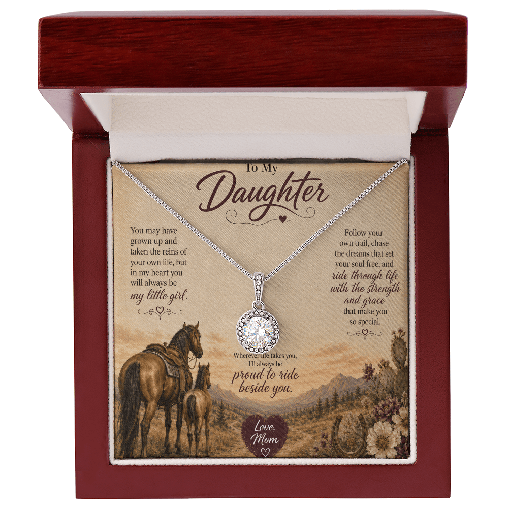 To My Daughter Horse Necklace – “Always Proud to Ride Beside You” Gift from Mom