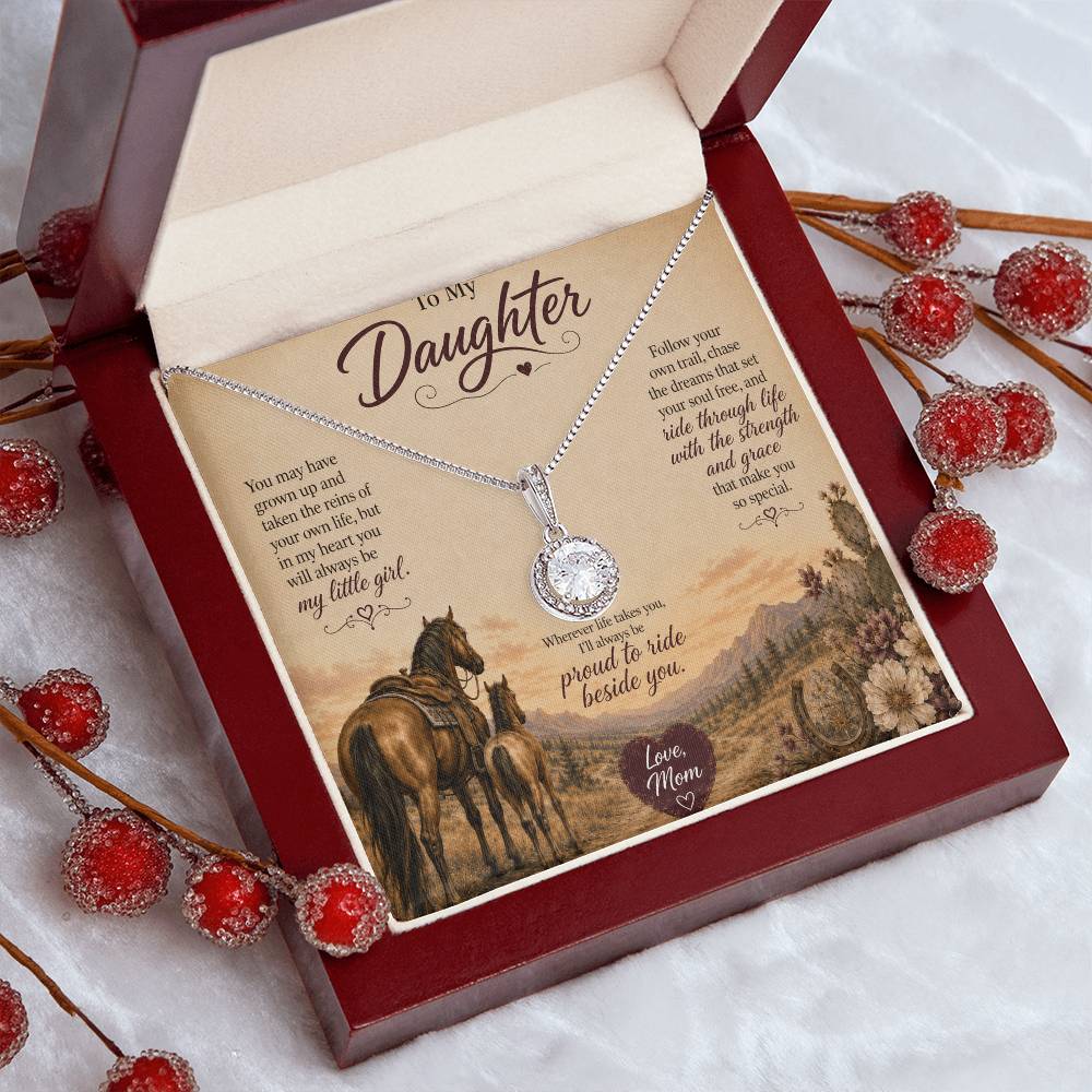 To My Daughter Horse Necklace – “Always Proud to Ride Beside You” Gift from Mom