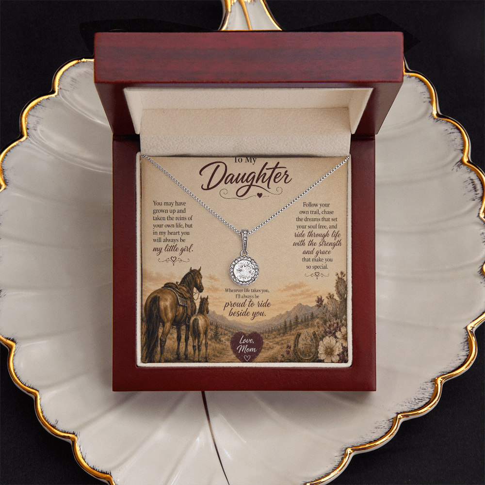 To My Daughter Horse Necklace – “Always Proud to Ride Beside You” Gift from Mom