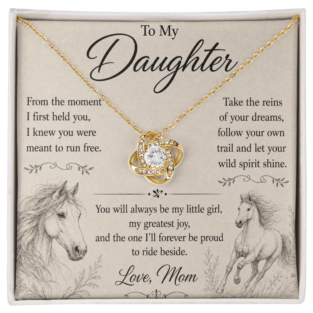 To My Daughter – Born to Run Free | Equestrian Love Knot Necklace