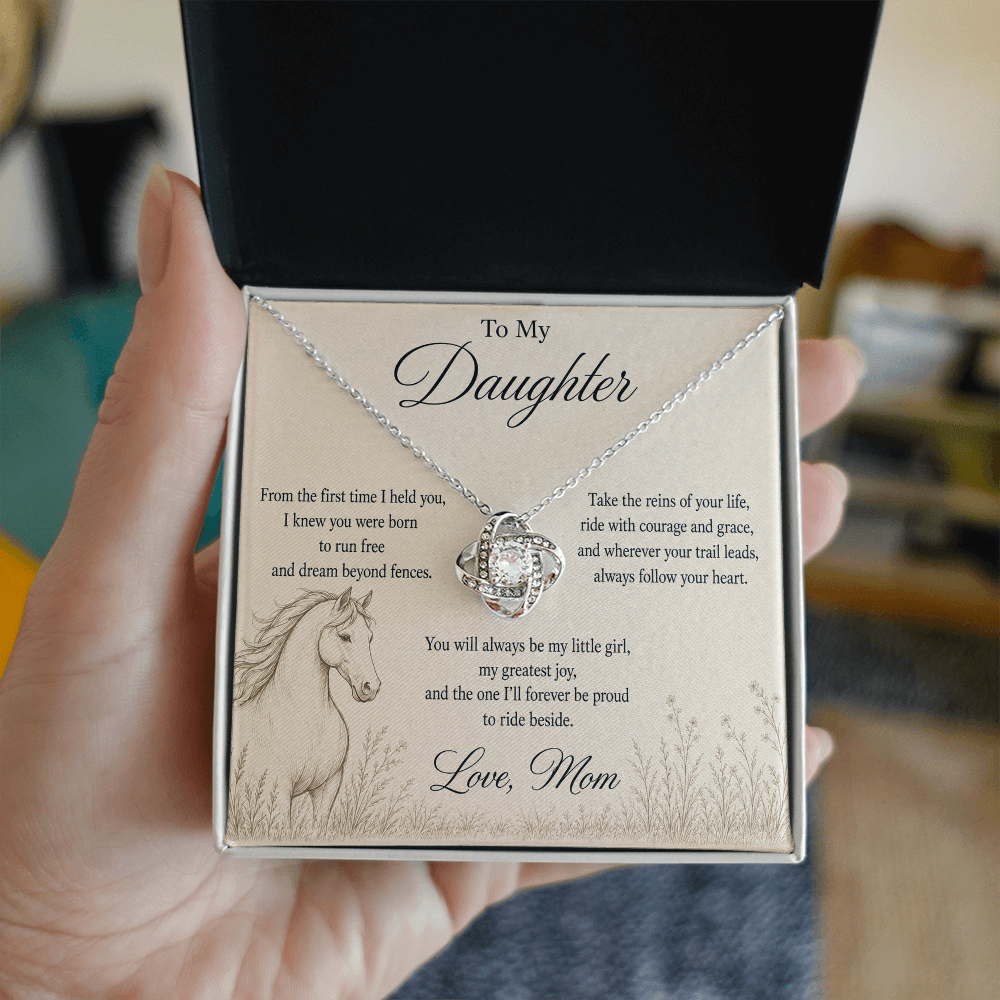 To My Daughter – Dream Beyond Fences | Equestrian Love Knot Necklace