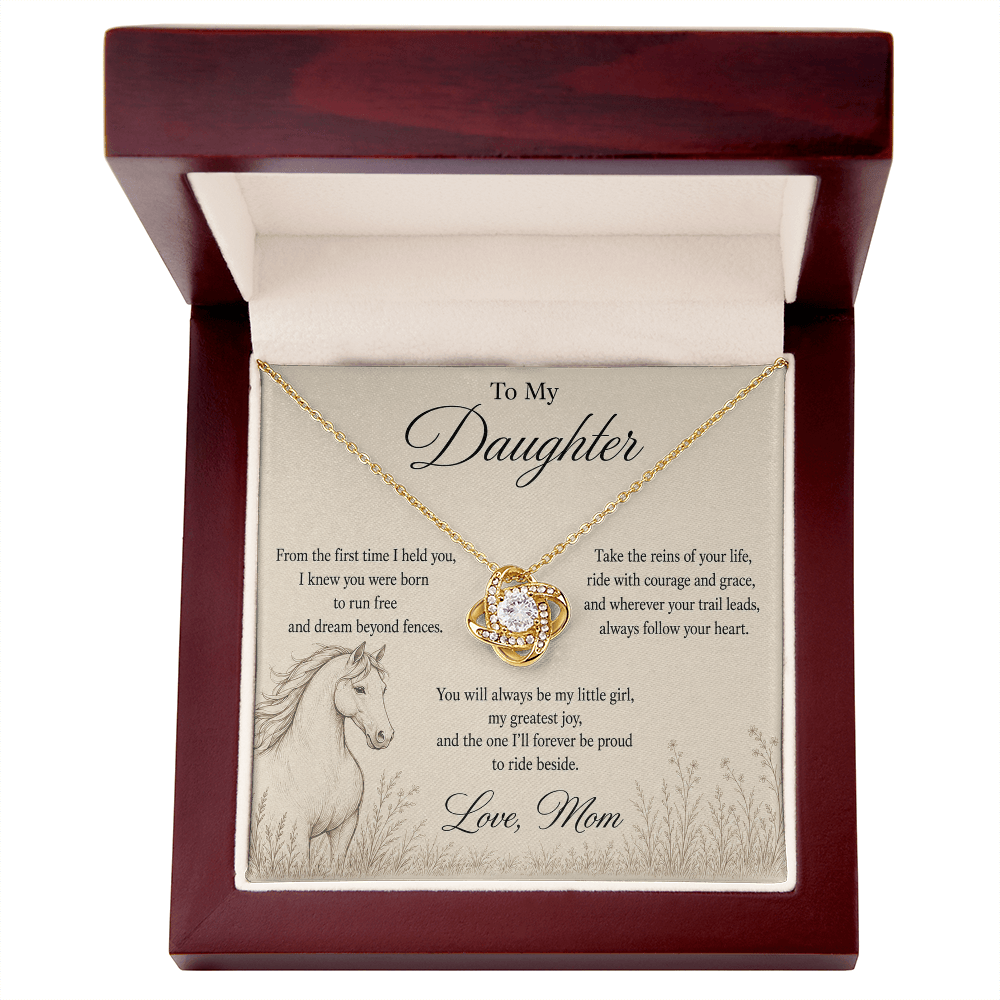 To My Daughter – Dream Beyond Fences | Equestrian Love Knot Necklace