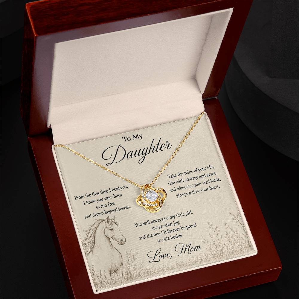 To My Daughter – Dream Beyond Fences | Equestrian Love Knot Necklace