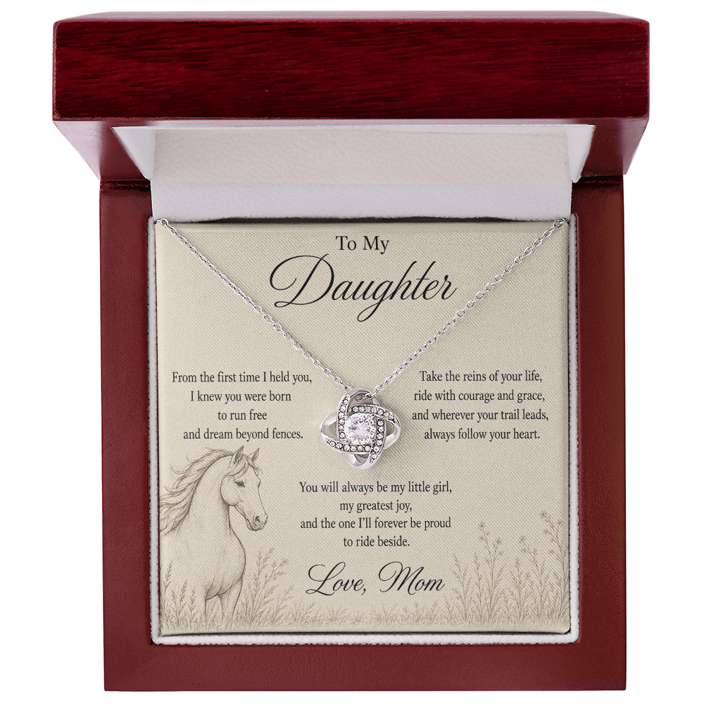 To My Daughter – Dream Beyond Fences | Equestrian Love Knot Necklace